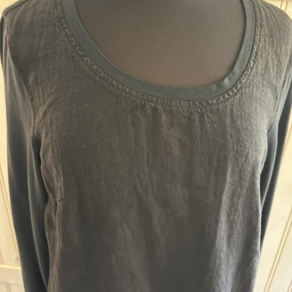 FLAX Woman’s 100% Linen Black Leganlook Tunic, Long Sleeve Pocket Dress - Picture 3 of 11